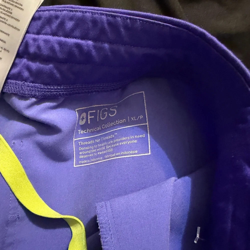 Figs Kids Lavender Jogger Pants with Yellow Drawstring - Picture 3 of 3
